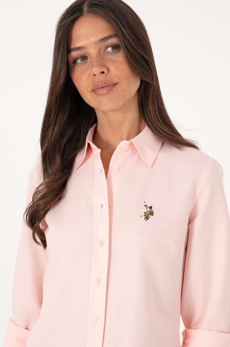 Kadın Pudra Uzun Kollu Basic Gömlek