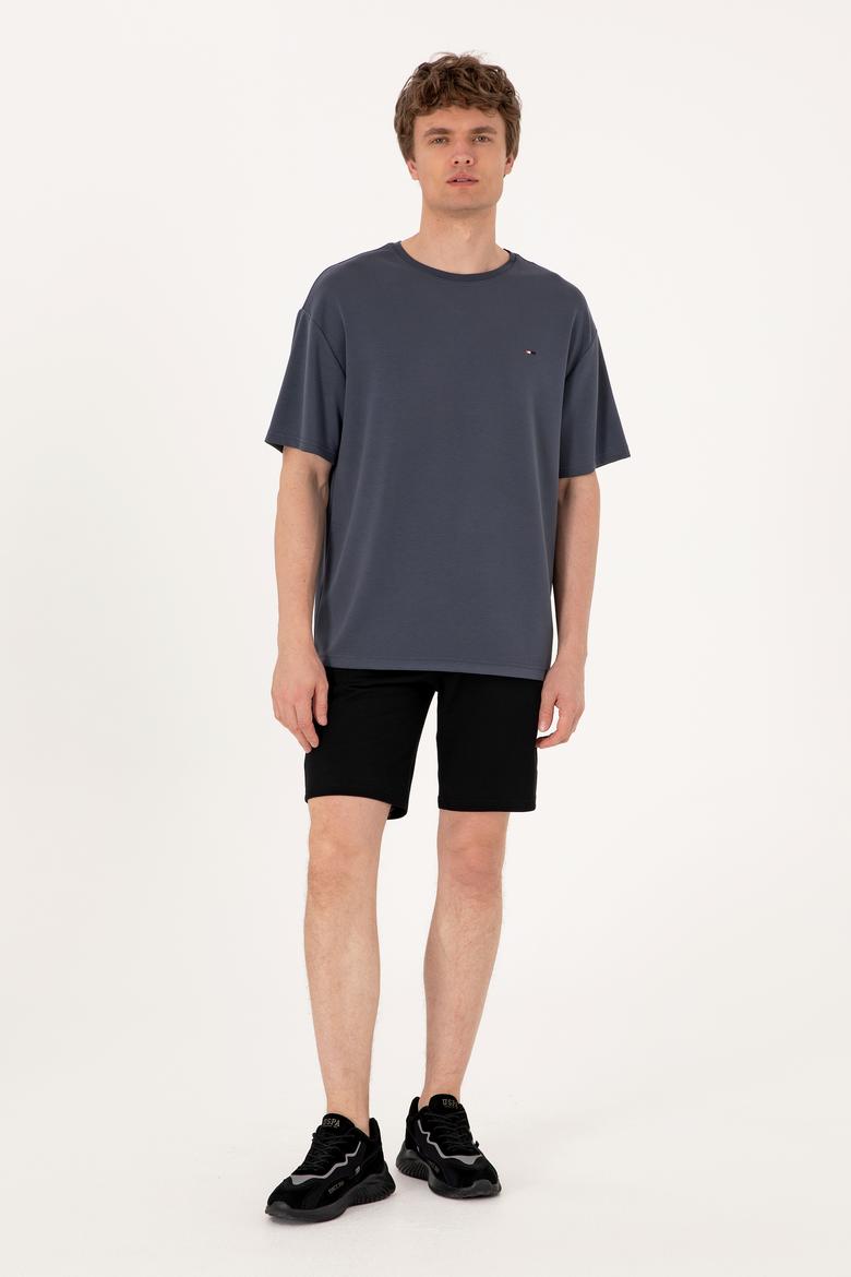 Erkek Siyah Örme Şort