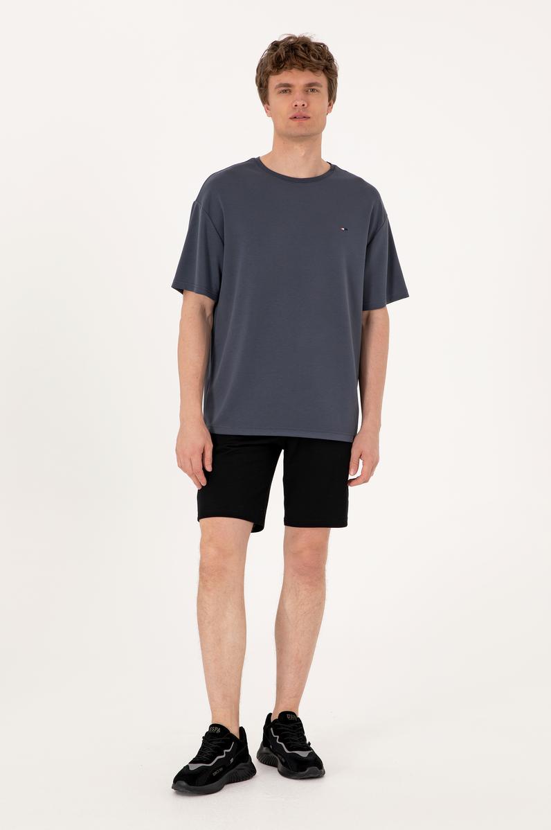 Erkek Siyah Örme Şort