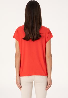 Kadın Kırmızı Bisiklet Yaka Tişört - 50299764016