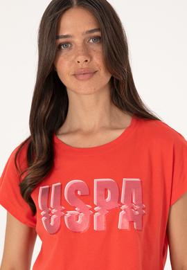 Kadın Kırmızı Bisiklet Yaka Tişört - 50299764016