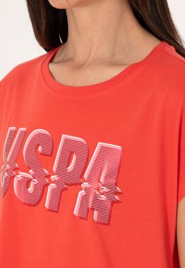 Kadın Kırmızı Bisiklet Yaka Tişört - 50299764016