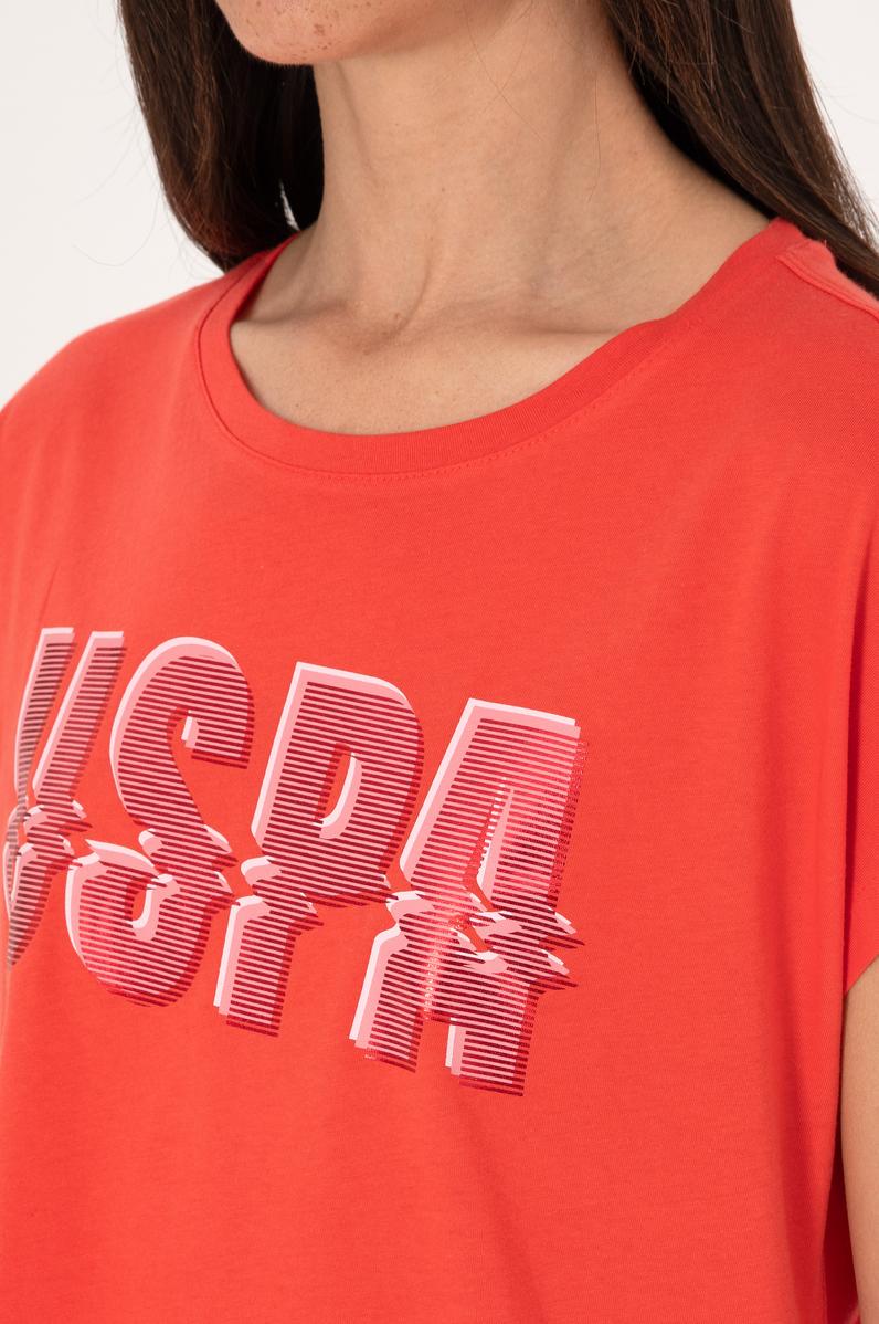 Kadın Kırmızı Bisiklet Yaka Tişört