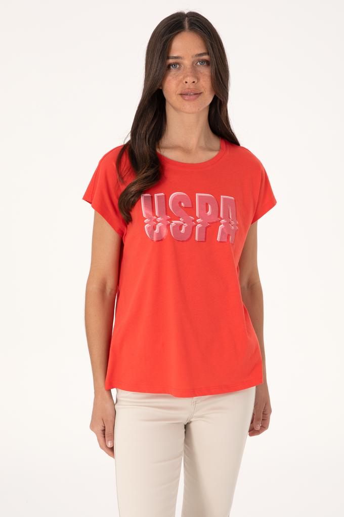 Kadın Kırmızı Bisiklet Yaka Tişört