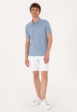 Erkek Slim Fit Mavi Polo Yaka Tişört - 50299538037
