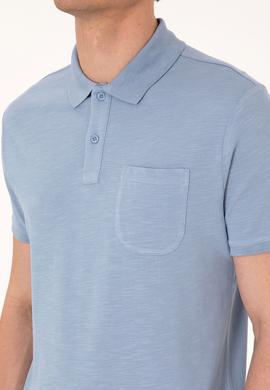 Erkek Slim Fit Mavi Polo Yaka Tişört - 50299538037