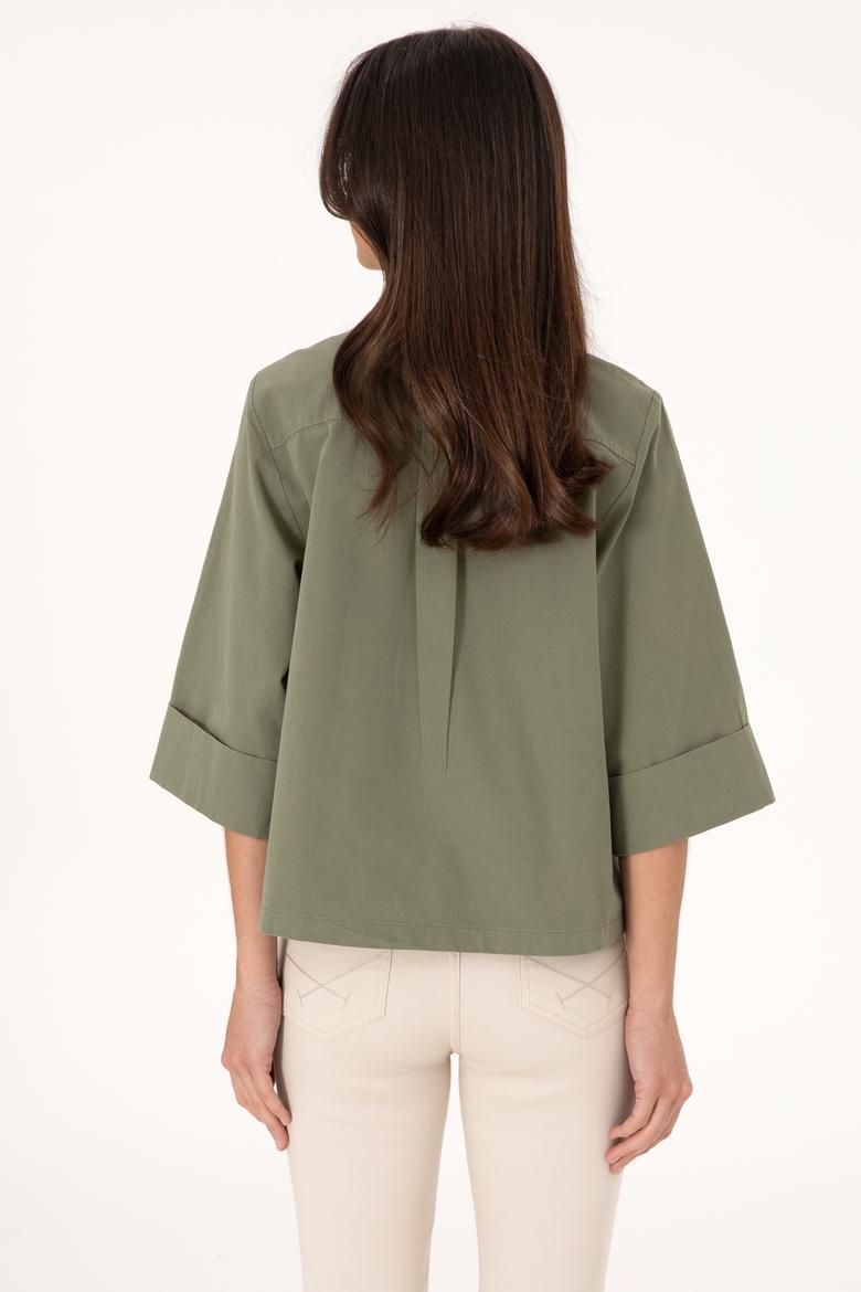 Kadın Koyu Haki Uzun Kollu Gömlek - 50299437013