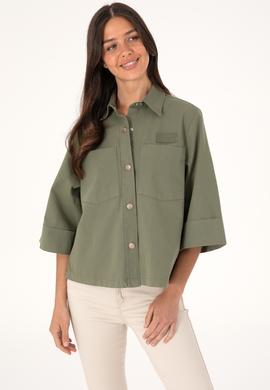 Kadın Koyu Haki Uzun Kollu Gömlek - 50299437013