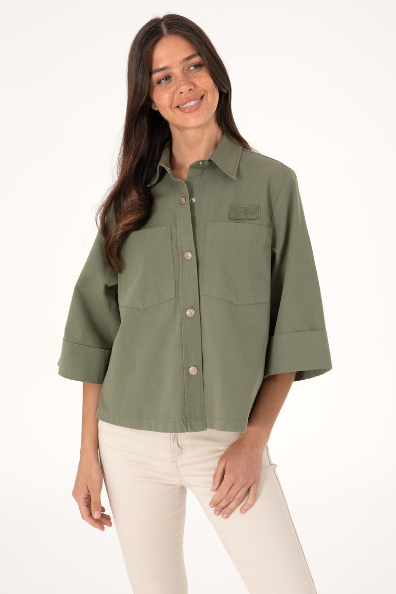 Kadın Koyu Haki Uzun Kollu Gömlek - 50299437013