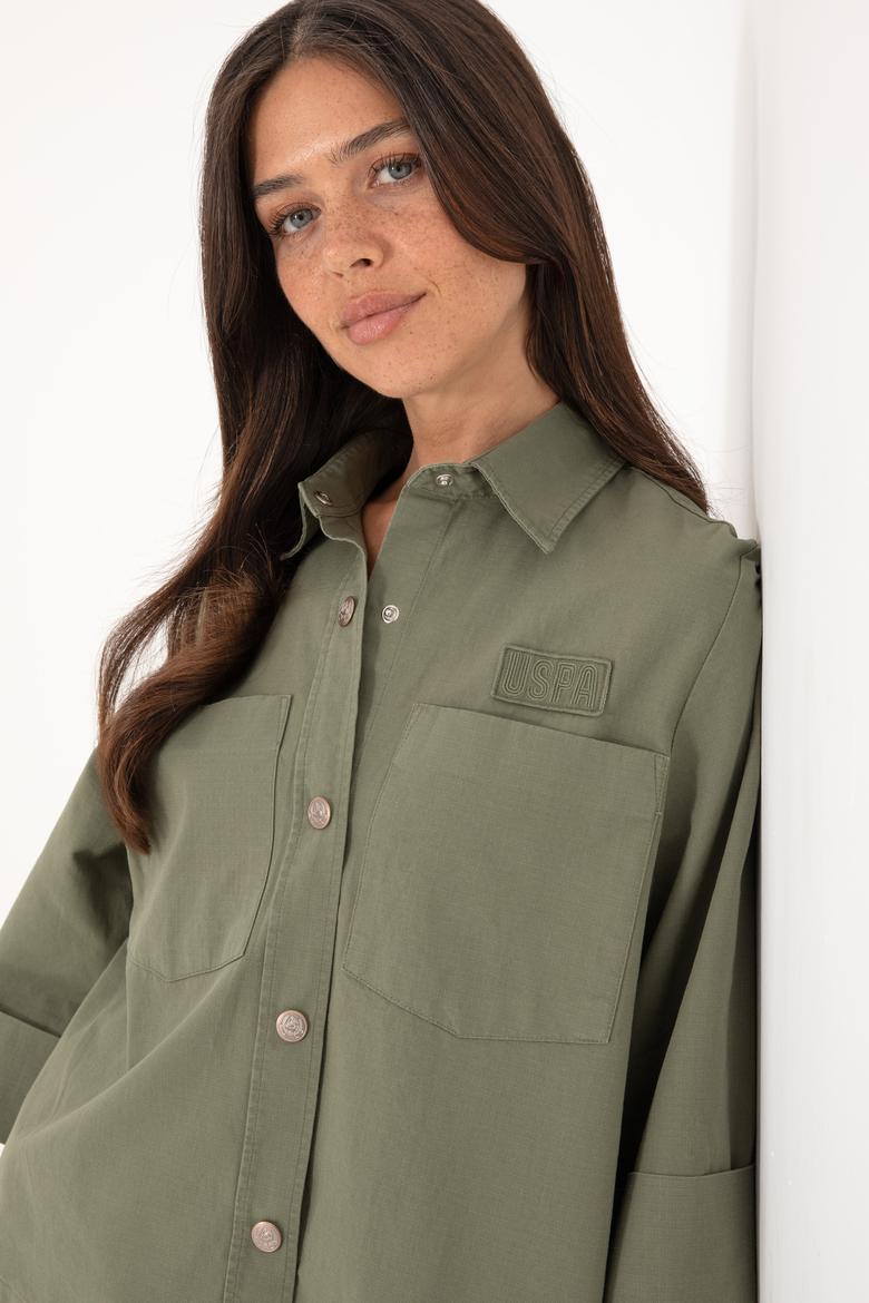 Kadın Koyu Haki Uzun Kollu Gömlek - 50299437013