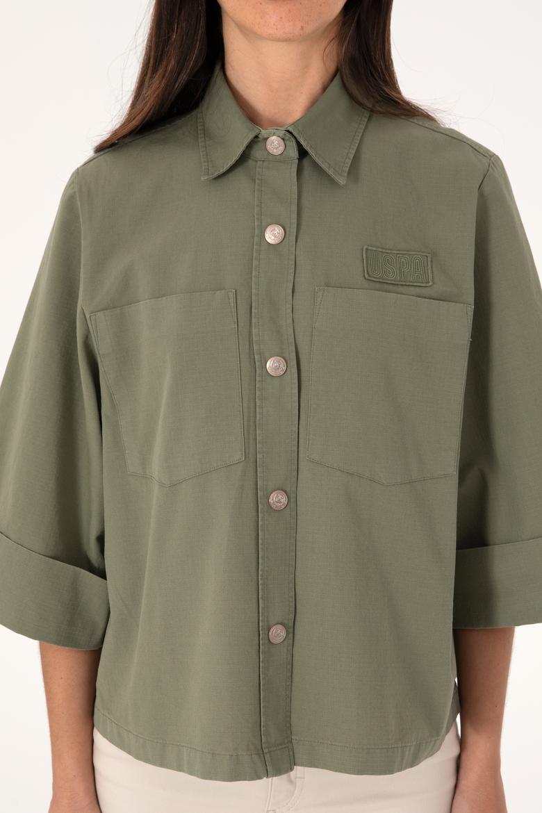 Kadın Koyu Haki Uzun Kollu Gömlek - 50299437013