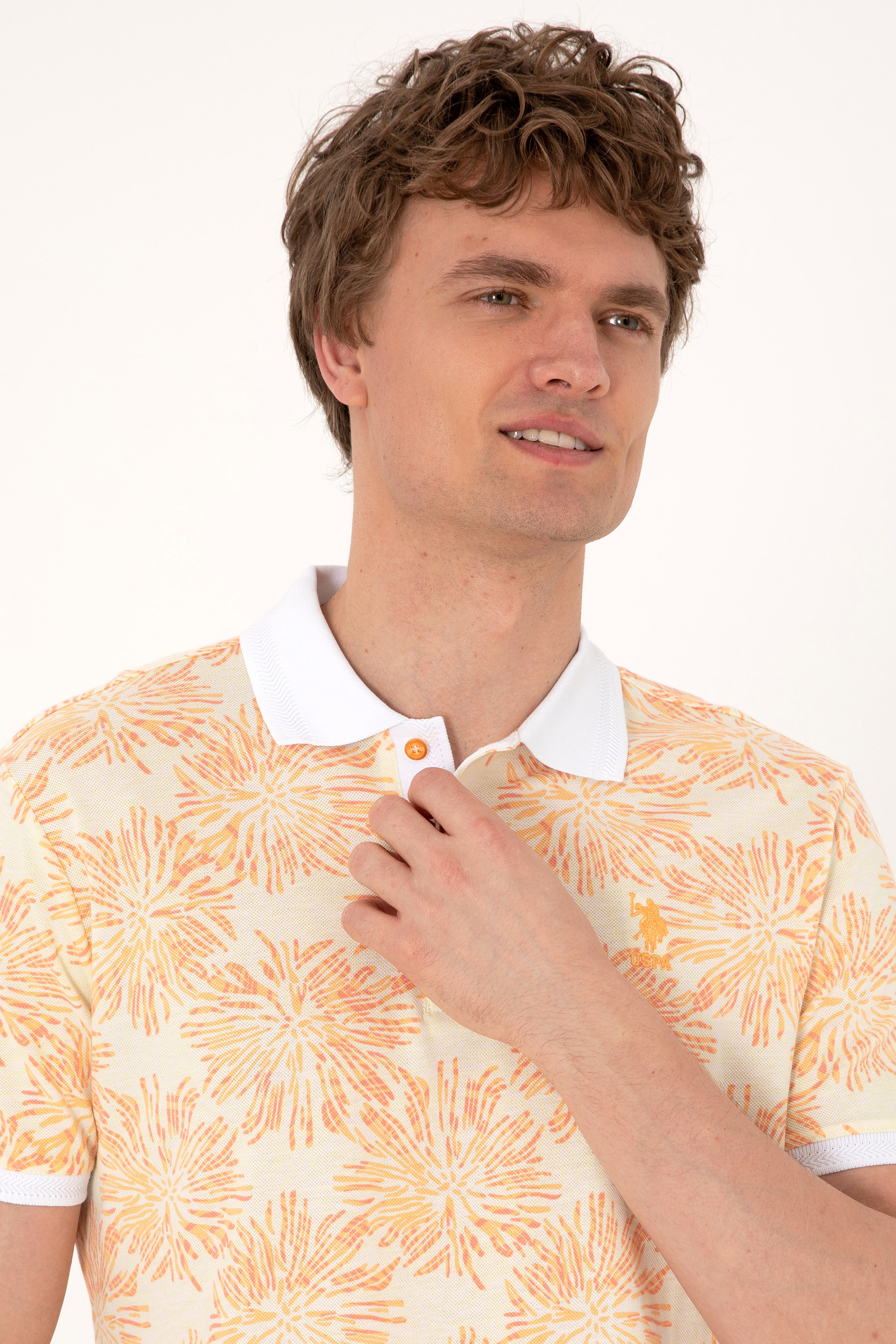 Erkek Regular Fit Polo Yaka Turuncu Tişört - Image 2