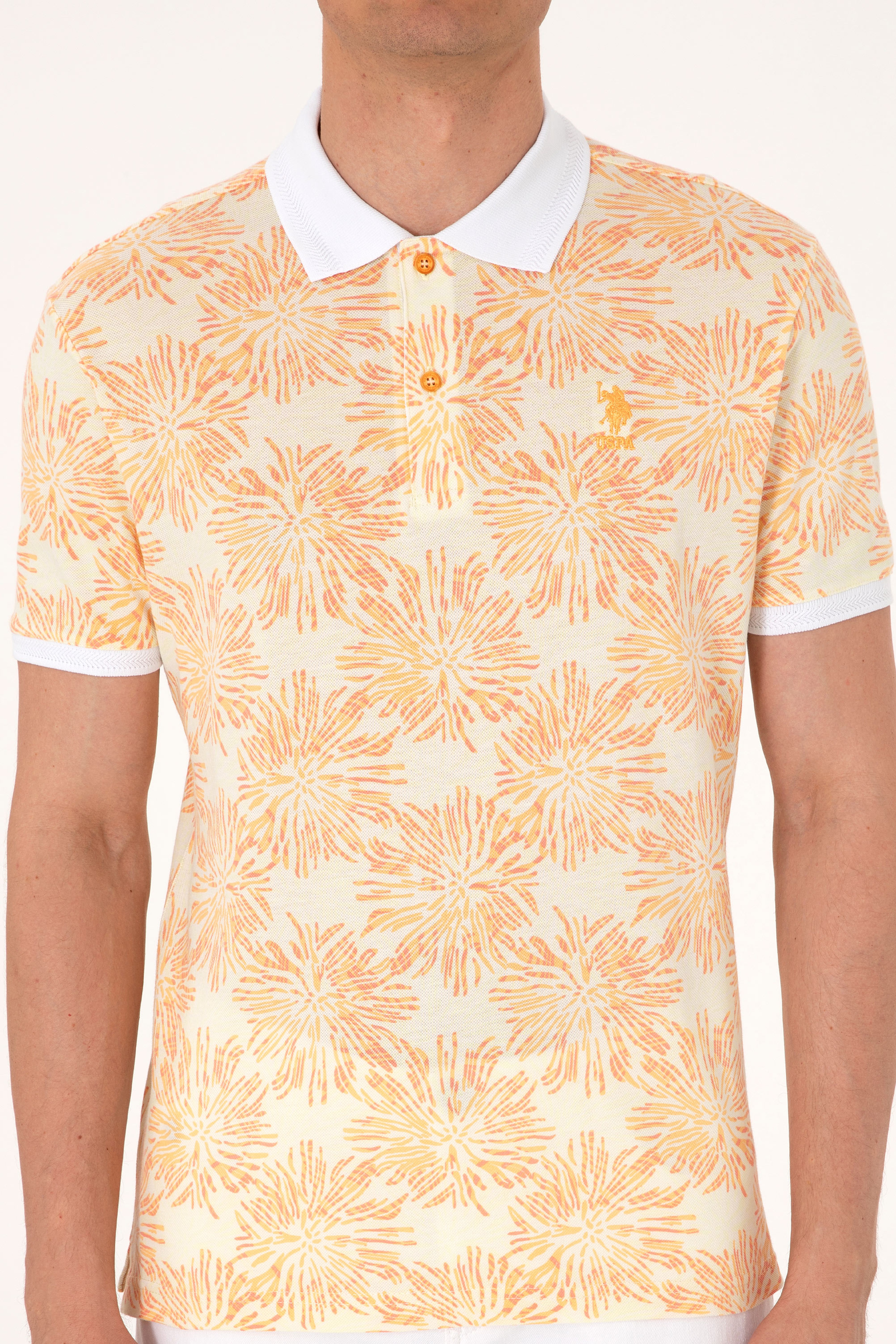 Erkek Regular Fit Polo Yaka Turuncu Tişört - Image 6