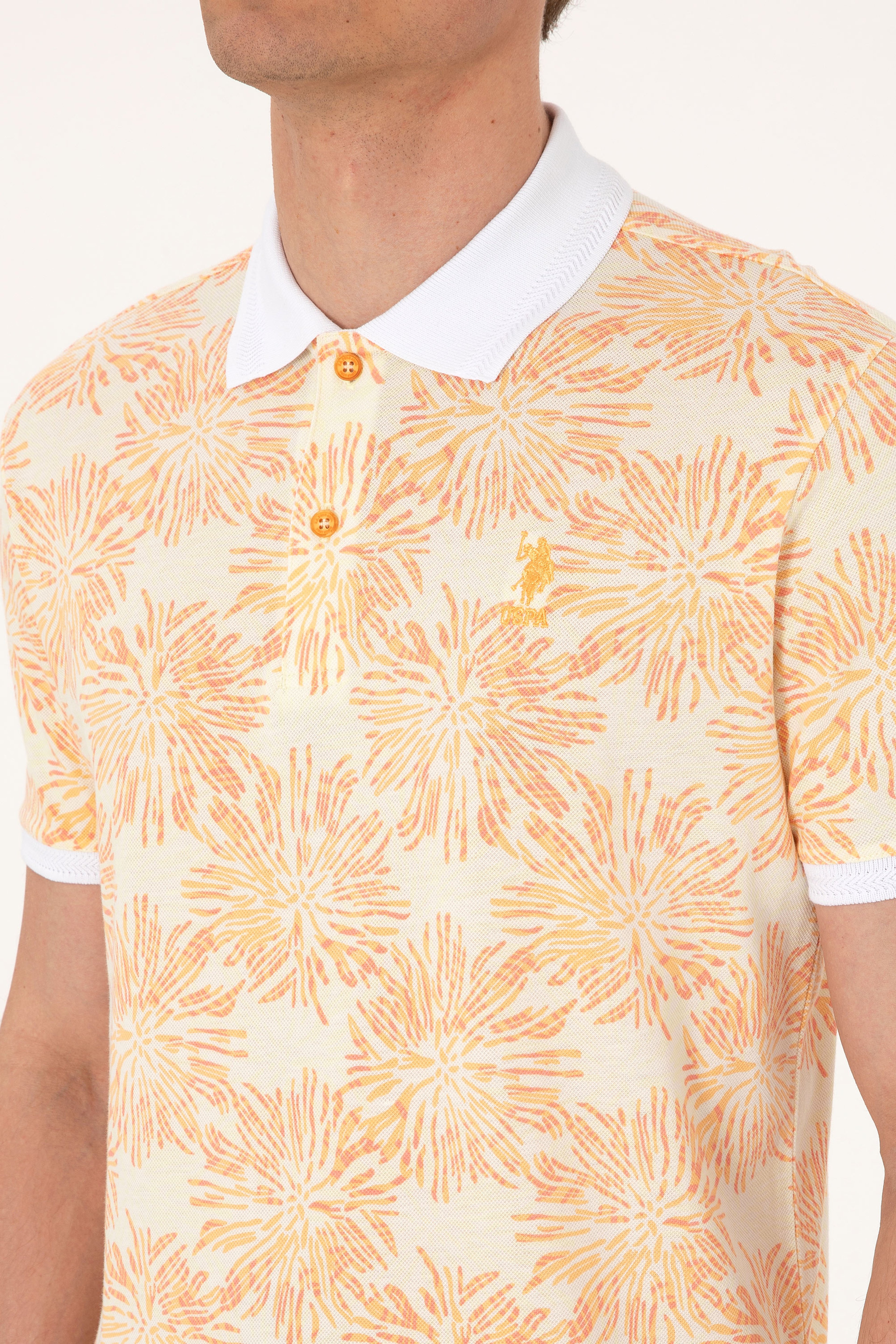 Erkek Regular Fit Polo Yaka Turuncu Tişört - Image 7