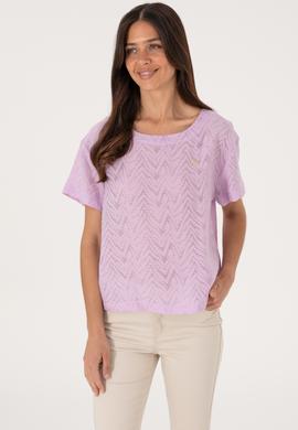 Kadın Lila Kısa Kollu Bluz - 50299319004