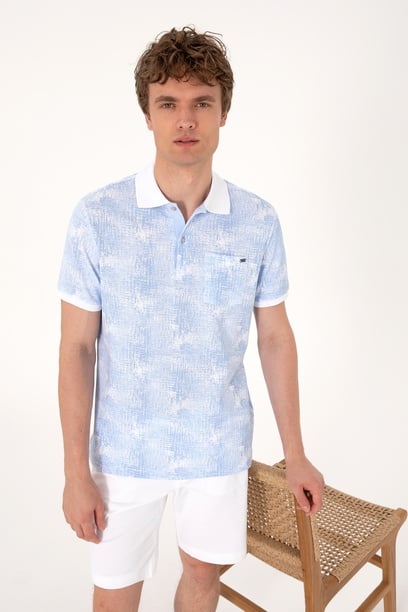 Erkek Regular Fit Polo Yaka Açık Mavi Tişört