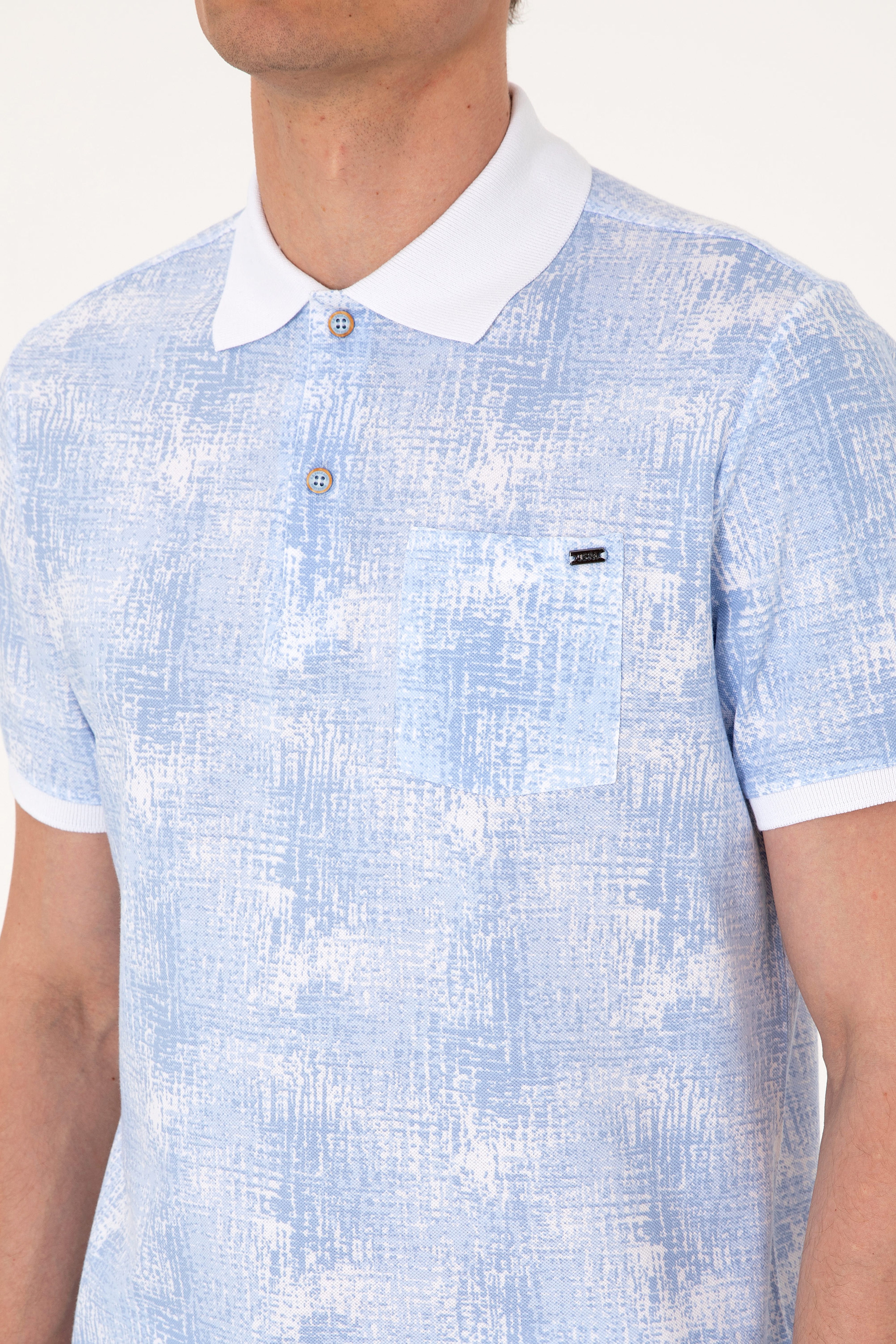 Erkek Regular Fit Polo Yaka Açık Mavi Tişört - Image 7