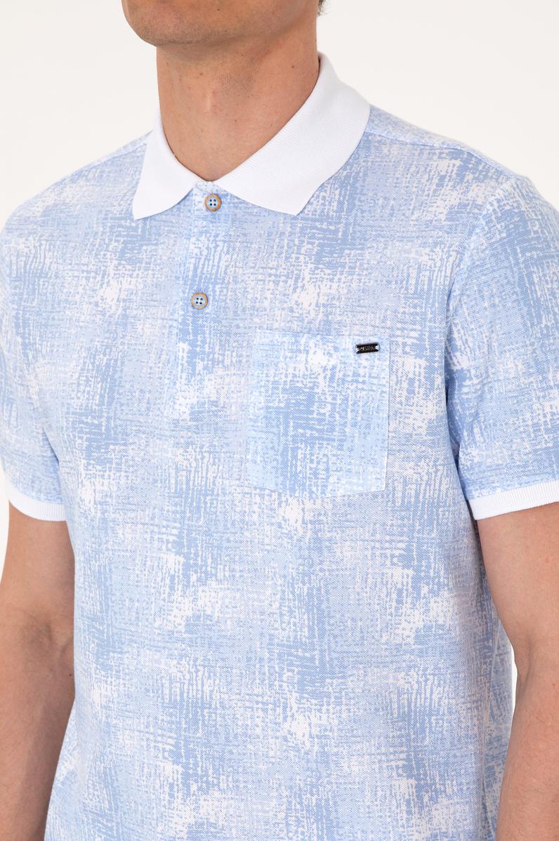 Erkek Regular Fit Polo Yaka Açık Mavi Tişört