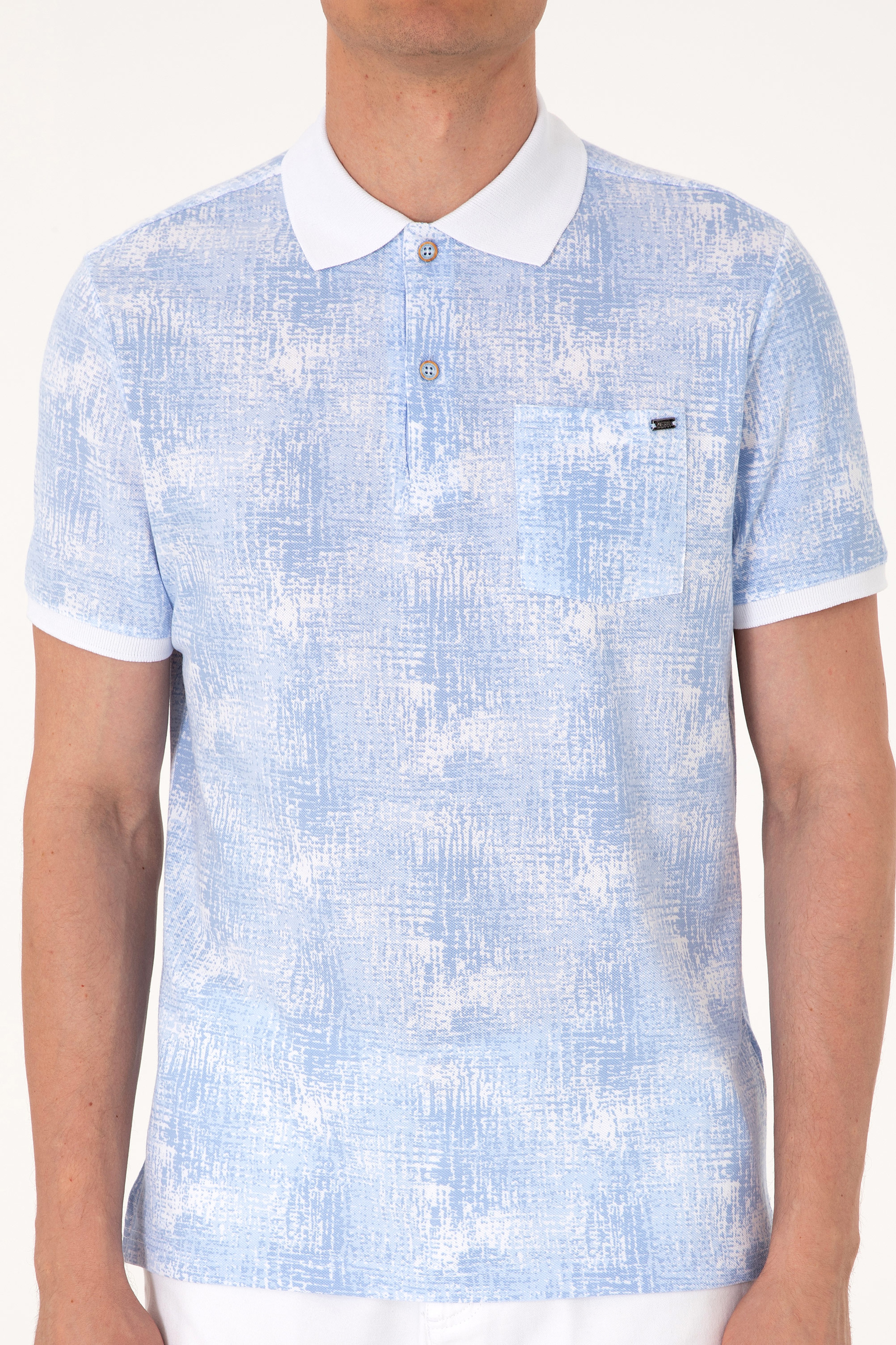 Erkek Regular Fit Polo Yaka Açık Mavi Tişört - Image 6