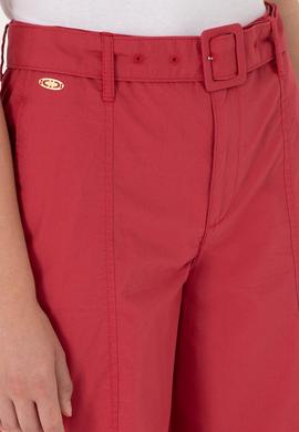 Kadın Vişne Flare Cropped Fit Kanvas Pantolon - 50300262029