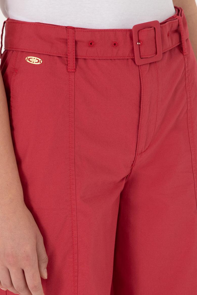 Kadın Vişne Flare Cropped Fit Kanvas Pantolon - 50300262029