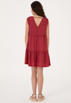 Kadın Vişne Mini Boy Dokuma Elbise - 50299166020