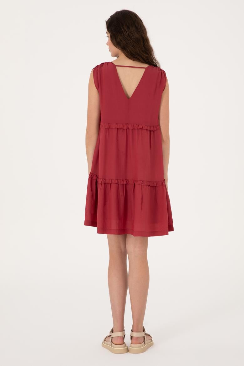 Kadın Vişne Mini Boy Dokuma Elbise - 50299166020