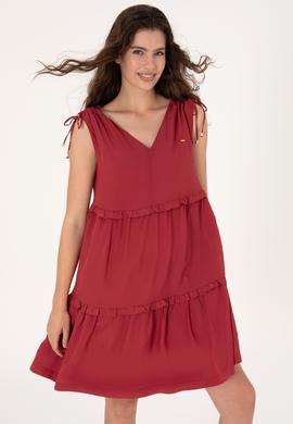 Kadın Vişne Mini Boy Dokuma Elbise - 50299166020