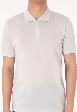 Erkek Regular Fit Fermuarlı Açık Gri Tişört - 50300363037