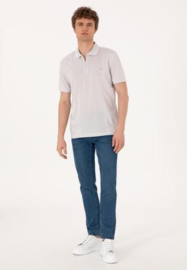 Erkek Regular Fit Fermuarlı Açık Gri Tişört - 50300363037