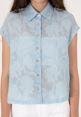 Kadın Açık Mavi Kısa Kollu Gömlek - 50299656011