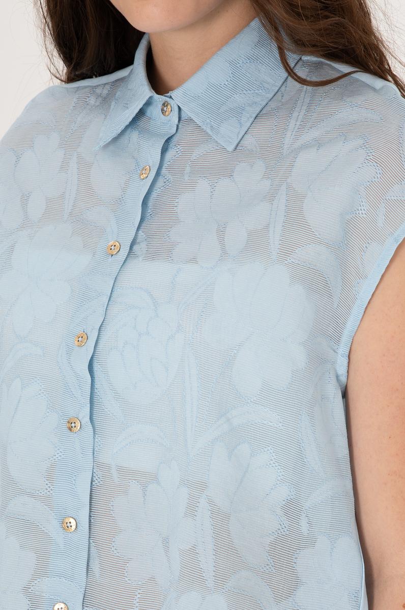 Kadın Açık Mavi Kısa Kollu Gömlek