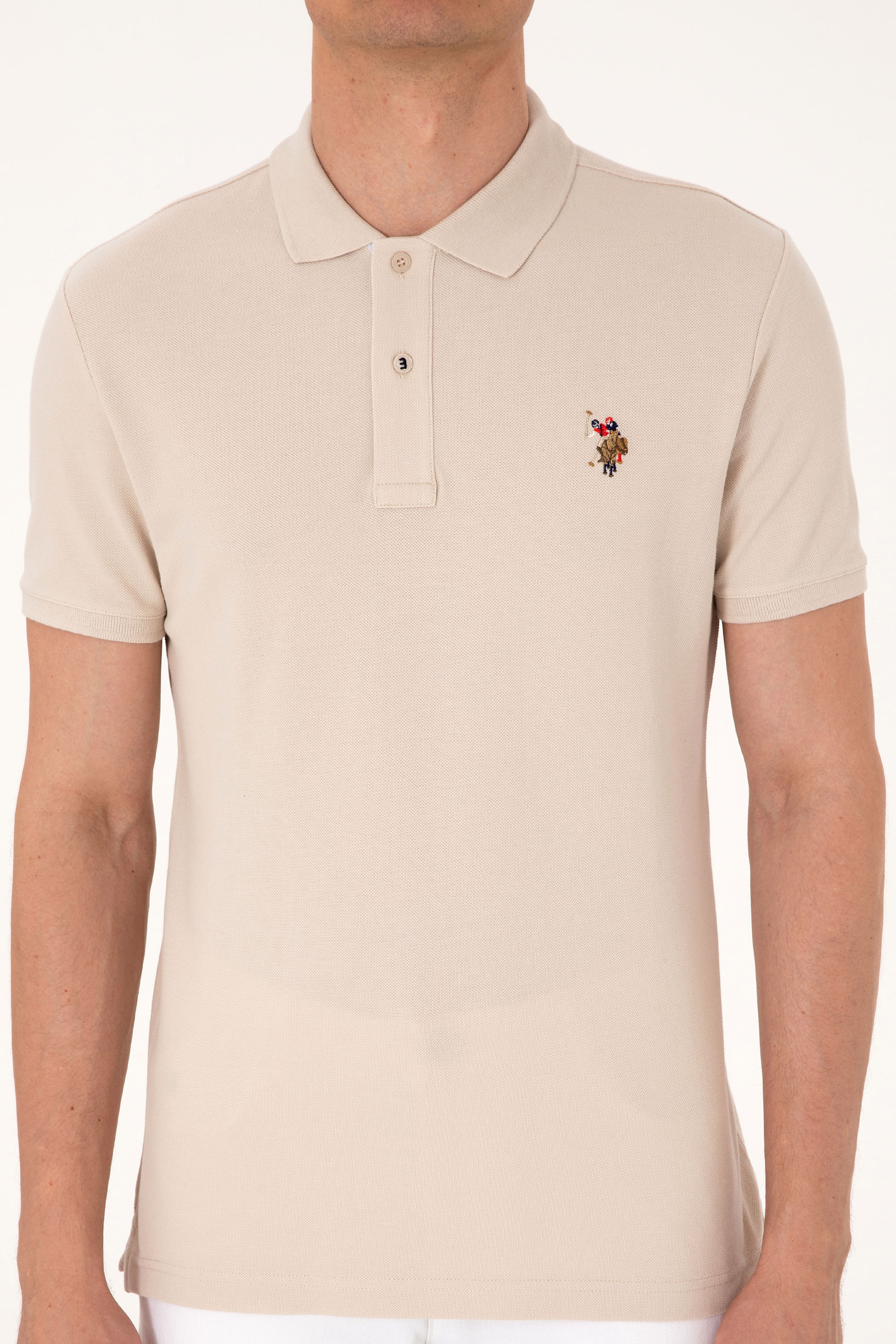 Erkek Slim Fit Polo Yaka Taş Basic Tişört - Image 6