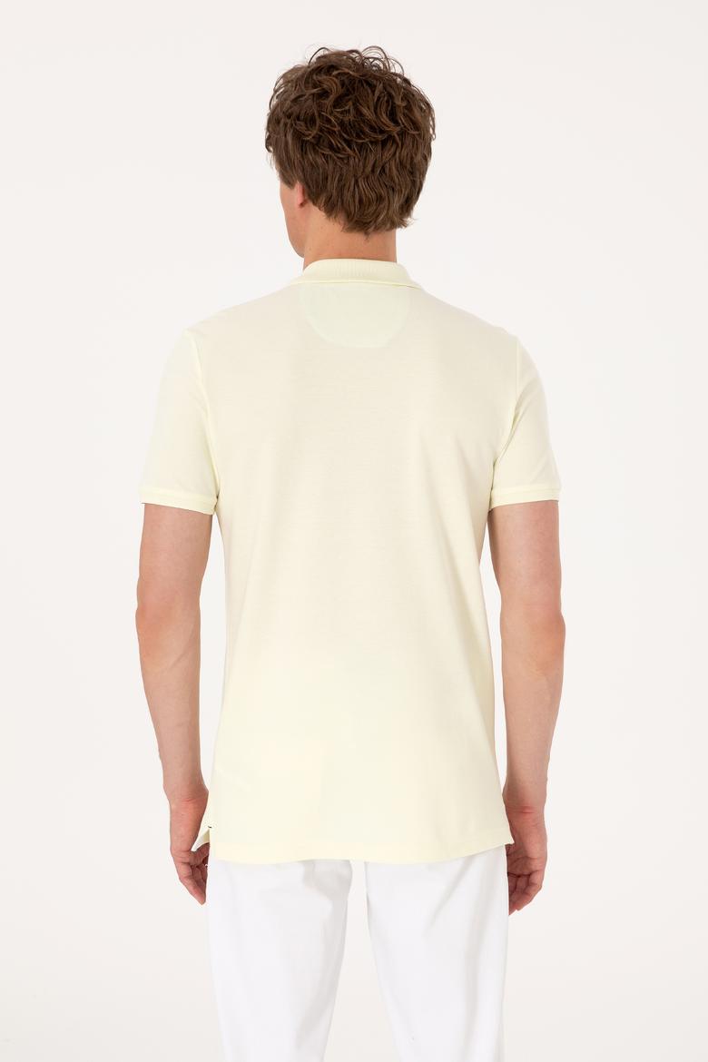 Erkek Slim Fit Polo Yaka Limon Basic Tişört - 50310669106