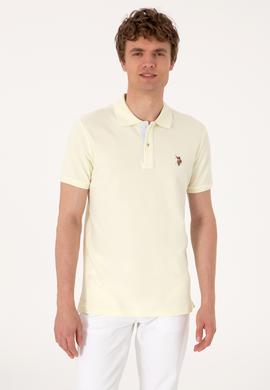 Erkek Slim Fit Polo Yaka Limon Basic Tişört - 50310669106