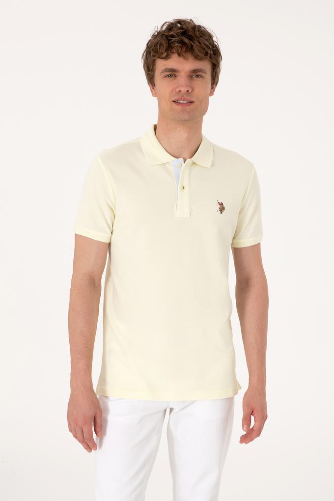 Erkek Slim Fit Polo Yaka Limon Basic Tişört