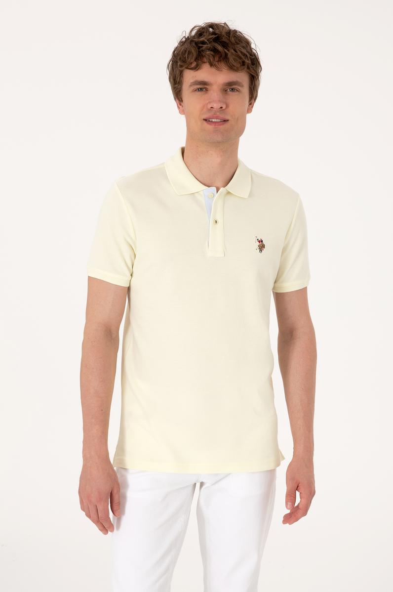 Erkek Slim Fit Polo Yaka Limon Basic Tişört