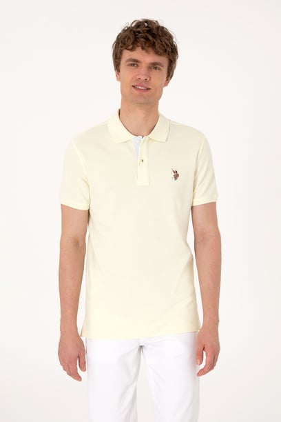 Erkek Slim Fit Polo Yaka Limon Basic Tişört