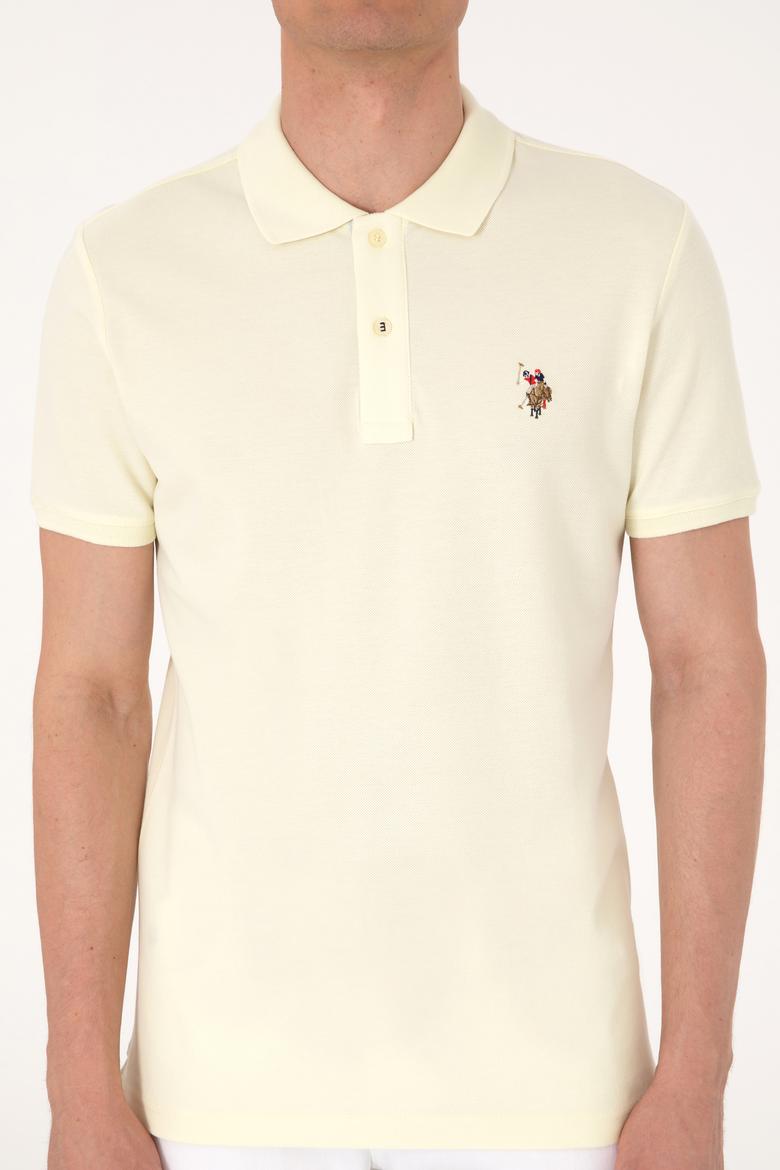 Erkek Slim Fit Polo Yaka Limon Basic Tişört - 50310669106