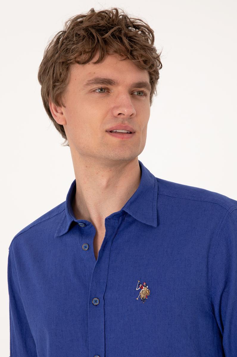 Erkek Mavi Uzun Kollu Basic Gömlek