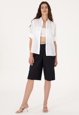 Kadın Lacivert Dokuma Şort - 50300605020