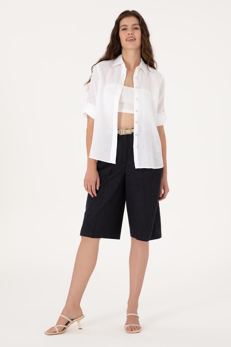 Kadın Lacivert Dokuma Şort