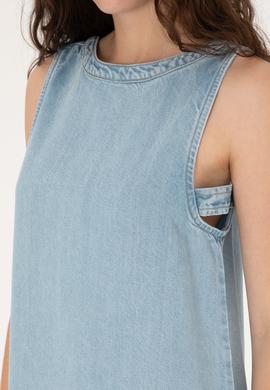 Kadın Açık Mavi Mini Boy Jean Elbise - 50304312001