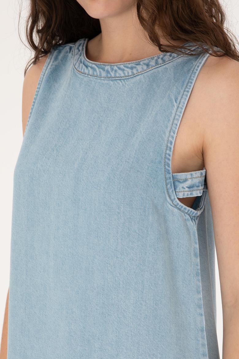 Kadın Açık Mavi Mini Boy Jean Elbise - 50304312001