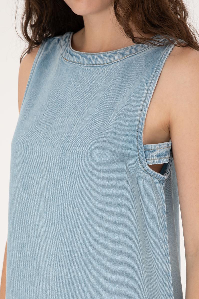 Kadın Açık Mavi Mini Boy Jean Elbise