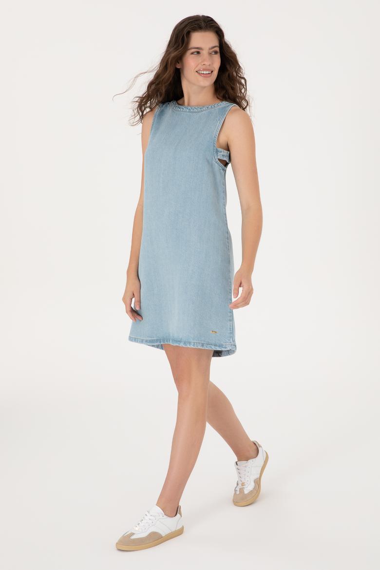 Kadın Açık Mavi Mini Boy Jean Elbise