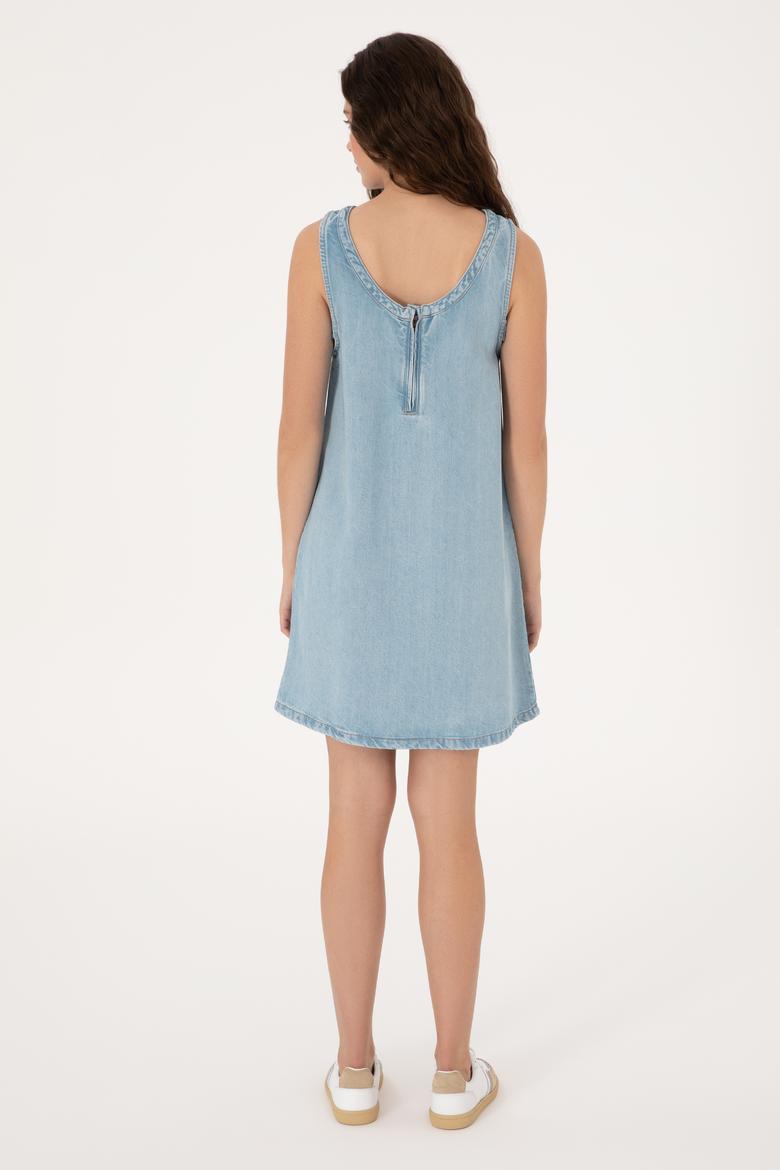 Kadın Açık Mavi Mini Boy Jean Elbise - 50304312001