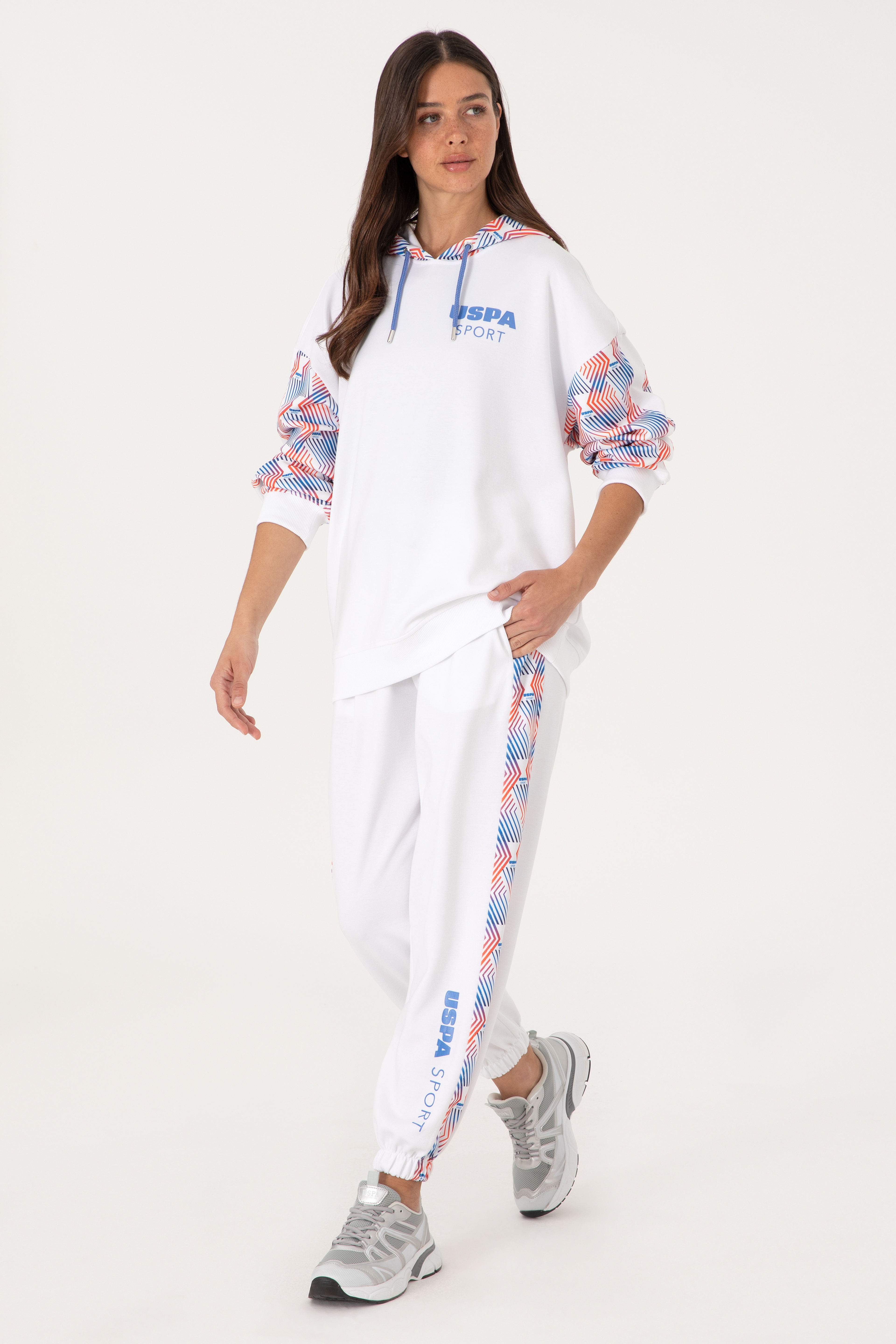 Kadın Beyaz Modal Karışımlı Kapüşonlu Sweatshırt - Image 4