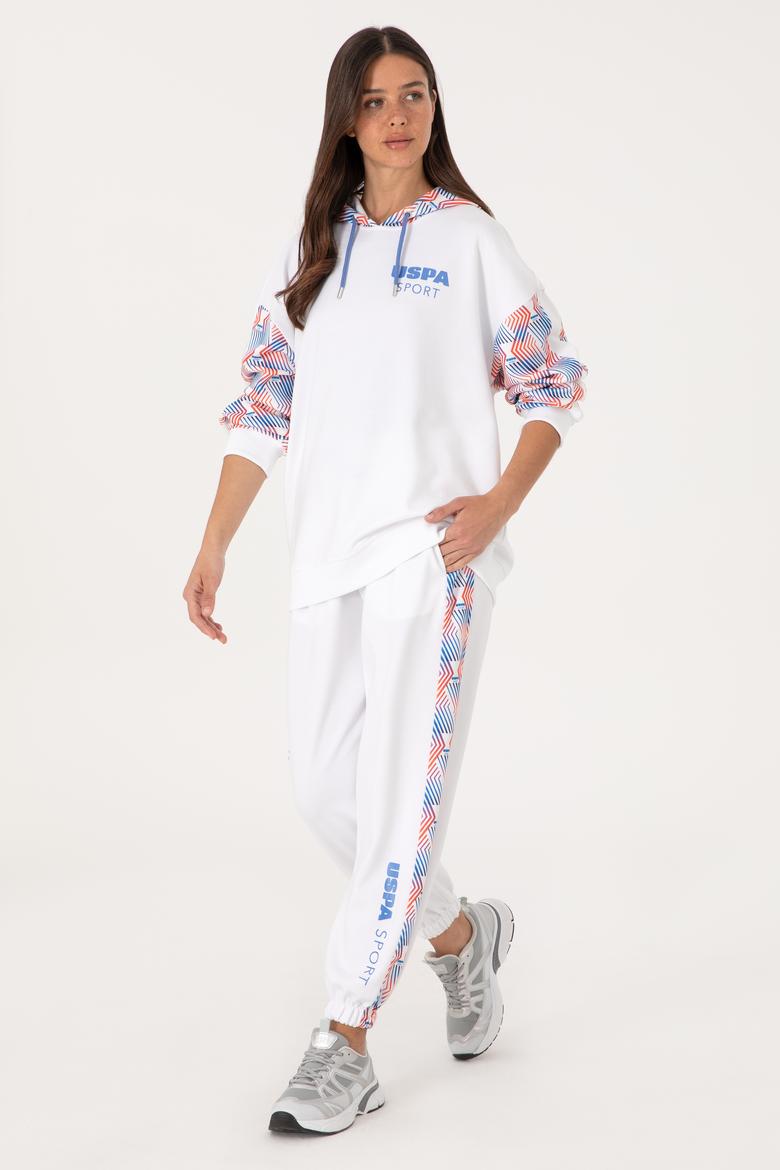 Kadın Beyaz Modal Karışımlı Kapüşonlu Sweatshırt - 50300694004