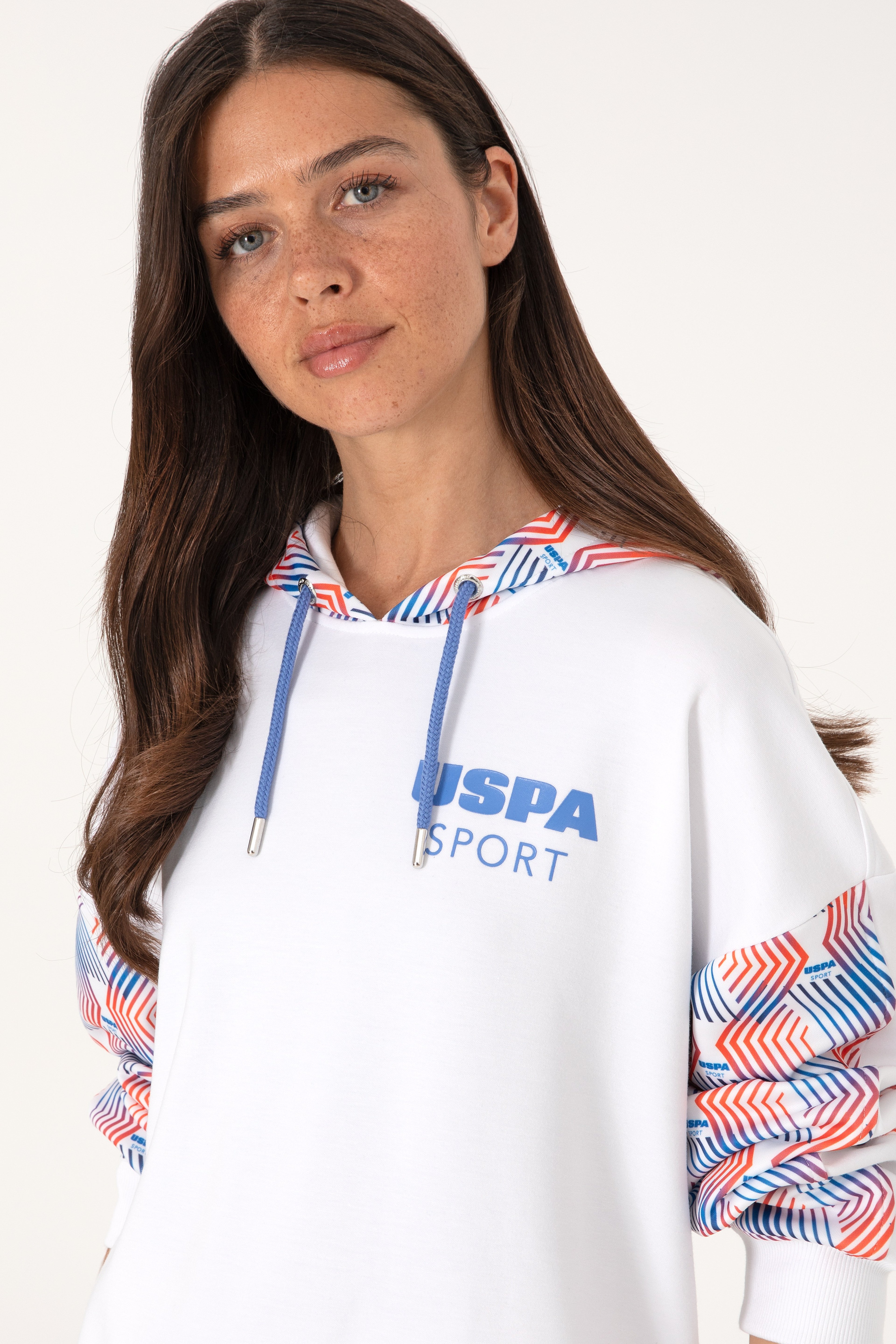 Kadın Beyaz Modal Karışımlı Kapüşonlu Sweatshırt